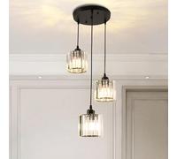 EFPD Modern Crystal Chandelier, Raindrop Pendant Light, Adjustable Height Ceiling Pendant Suitable for farmhouses, Spiral staircases, Living Rooms, and Entrance Halls (3 Lights)