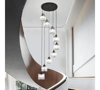 EFPD Modern Crystal Chandelier, Raindrop Pendant Light, Adjustable Height Ceiling Pendant Suitable for farmhouses, Spiral staircases, Living Rooms, and Entrance Halls (9 Lights)