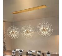 EFPD Modern Crystal Dandelion Pendant Light, 24-Light Linear Suspended Dining Room Fixture, Suitable for Kitchens, Living Rooms and bedrooms.