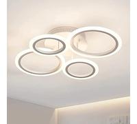 EFPD Modern LED Ceiling Light dimmable Remote Control 4 Ring 48W 4400LM Living Room, Bedroom, Kitchen, Corridor, Balcony, Dining Room Light, White, 3000-6500K, 4 rings (LD422YQD)
