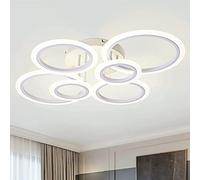 EFPD Modern LED Ceiling Light Dimmable Remote Control 6 Ring 72W 6400LM, for Living Room, Bedroom, Kitchen, Dining Room, White, 3000-6500K