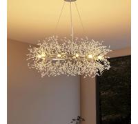 EFPD Silver Modern Crystal Chandelier, Round for Living, Dining, Bedroom & Kitchen - 39.5 inch Diameter