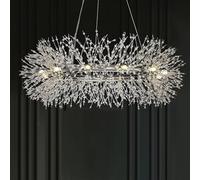 EFPD Silver Modern Crystal Chandelier, Round for Living, Dining, Bedroom & Kitchen - 39.5 inch Diameter