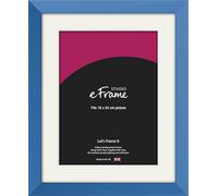 eFrame 18x24cm Frame - Calming Blue Wood 24x18cm Picture Frame / 18x24cm Blue Photo Frame. Fitted with Clear Perspex (Non-Glass), White Window Mount, 2mm MDF Back and Wall Hanging Fixings