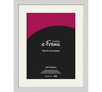 eFrame 18x24cm Frame - Narrow Flat Fresh White Wood 24x18cm Picture Frame / 18x24cm White Photo Frame. Fitted with Clear Perspex (Non-Glass), White Window Mount, 2mm MDF Back and Wall Hanging Fixings