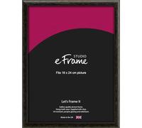 eFrame 18x24cm Frame - Versatile Open Grain Black Wood 24x18cm Picture Frame / 18x24cm Black Photo Frame. Fitted with Clear Perspex (Non-Glass), 2mm MDF Back and Wall Hanging Fixings