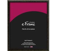 eFrame 20x25cm Frame - Versatile Open Grain Black Wood 25x20cm Picture Frame / 20x25cm Black Photo Frame. Fitted with Clear Perspex (Non-Glass), 2mm MDF Back and Wall Hanging Fixings