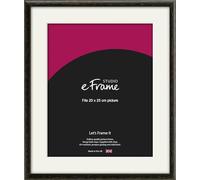 eFrame 20x25cm Frame - Versatile Open Grain Black Wood 25x20cm Picture Frame / 20x25cm Black Photo Frame. Fitted with Clear Perspex (Non-Glass), White Window Mount