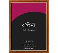 eFrame 21x28cm Frame - Retro Brown Wood 28x21cm Picture Frame / 21x28cm Brown Photo Frame. Fitted with Clear Perspex (Non-Glass), 2mm MDF Back and Wall Hanging Fixings