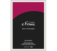 eFrame 27x40inch Frame - Narrow Flat Fresh White Wood 40x27inch Picture Frame (68.6x101.6cm) / 27x40inch White Photo Frame. Fitted with Clear Perspex (Non-Glass), White Window Mount