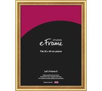 eFrame 30x40cm Frame - Strong Gold Wood 40x30cm Picture Frame / 30x40cm Gold Photo Frame. Fitted with Clear Perspex (Non-Glass), 2mm MDF Back and Wall Hanging Fixings
