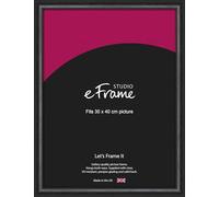 eFrame 30x40cm Frame - Urban Textured Black Wood 40x30cm Picture Frame / 30x40cm Black Photo Frame. Fitted with Clear Perspex (Non-Glass), 2mm MDF Back and Wall Hanging Fixings