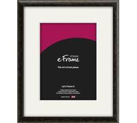 eFrame 4.5x6inch Frame - Versatile Open Grain Black Wood 6x4.5inch Picture Frame (11.4x15.2cm) / 4.5x6inch Black Photo Frame. Fitted with Clear Perspex (Non-Glass), White Window Mount