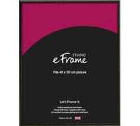 eFrame 40x50cm Frame - Versatile Open Grain Black Wood 50x40cm Picture Frame / 40x50cm Black Photo Frame. Fitted with Clear Perspex (Non-Glass), 2mm MDF Back and Wall Hanging Fixings
