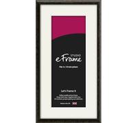 eFrame 4x10inch Frame - Versatile Open Grain Black Wood 10x4inch Picture Frame (10.2x25.4cm) / 4x10inch Black Photo Frame. Fitted with Clear Perspex (Non-Glass), White Window Mount
