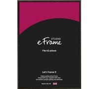 eFrame A2 Frame - Versatile Open Grain Black Wood A2 Picture Frame (42x59.4cm) / A2 Black Photo Frame. Fitted with Clear Perspex (Non-Glass), 2mm MDF Back and Wall Hanging Fixings
