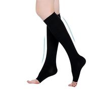 EFRJUWI 1Pair Women Compression Recovery Thigh Sleeves Support Hose 20-30 MmHg High Stocking With Silicone Band(Type2-Black-2,L)