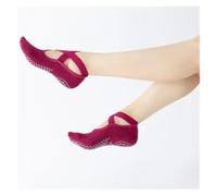 EFRJUWI 4 Pairs Women Bandage Yoga Socks Anti-Slip Quick-Dry Damping Pilates Ballet Good Grip For Cotton(Red)