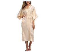 EFRJUWI Black Women Silk Rayon Robe Sexy Long Lingerie Sleepwear Kimono Yukata Nightgown Plus Size S M L XL XXL XXXL(Brown,L)