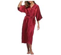 EFRJUWI Black Women Silk Rayon Robe Sexy Long Lingerie Sleepwear Kimono Yukata Nightgown Plus Size S M L XL XXL XXXL(Sky blue,XXL)