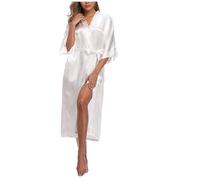 EFRJUWI Black Women Silk Rayon Robe Sexy Long Lingerie Sleepwear Kimono Yukata Nightgown Plus Size S M L XL XXL XXXL(Beige,XXXL)