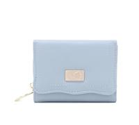 EFRJUWI PU Soft Multi-Card Zipper Short Three Fold Bag Large Capacity Lady Folding Can Expand The Street Popular for Coin ID Card Daily Use(Blue)