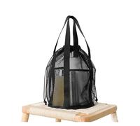 EFRJUWI Travel Mesh Cosmetic Bag Organizer Foldable Casual Drawstring Bags Rope Bundle Pocket Swim Washing(Black)