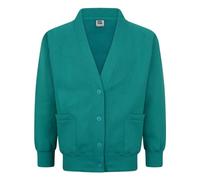 EFTINAN Girls Cardigan Sweatshirt 2 Front Pockets Raglan Sleeves Ribbing On Cuffs Welt & Neck Casual Or School Wear UK (UK, Age, 15 Years, 16 Years, Regular, Jade Green)