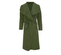 EFTINAN Women's Long Waterfall Italian Duster Coat Ladies Belted Drape Trench Jacket 8-22 (UK, Numeric, 18, Regular, Regular, Khaki)