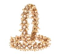 Efulgenz Beaded Bangles Crystal Tear Drop Bangle Bracelet Indian Oxidized Jewelry Boho Bohemian Faux Kundan Bangle Bridal Wedding Jewelry Indian Bangle Set for Women (2 Pcs)