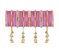 Efulgenz Bridal Indian Bangles for Women Wedding Indian Bangle Set Bollywood Jewelry Rhinestone CZ Crystal Bracelet Plain Metal Bangle Set for Women (58 Pcs), 2-8, Alloy, no gemstone