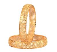 Efulgenz Gold Tone Bracelet Bangle Set for Women Engraved Textured Filigree Style Indian Bangle Set for Women Bridal Wedding Party Bracelet Bollywood Fashion Statement Jewelry (2 Pcs), 10, Alloy, no