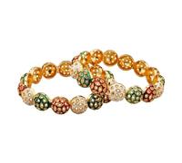 Efulgenz Gold Tone Indian Bangle Set for Women Stylish Bangle Set Indian Gold Crystal Bangles Bracelet Indian Bridal Jewelry for Wedding Bollywood Fashion Jewelry (2 Pcs), 2-10, Metal, no gemstone