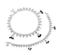 Efulgenz Indian Anklets for Women Silver Tone Ankle Bracelet Pair Anklet Set Wedding Anklet with Bell Charms Ankle Jewelry Payal Beach Barefoot Feet Jewelry