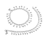 Efulgenz Indian Anklets for Women Silver Tone Wedding Ankle Bracelet Pair Anklet Set Ghungroo Anklet with Bell Charms Ankle Jewelry Payal Beach Barefoot Feet Jewelry