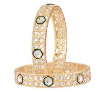 Efulgenz Indian Bangles for Women Faux Kundan Bangles Bracelet Set Indian Jewelry Bollywood Fashion Statement Jewelry for Women (2Pcs), 2-8, Metal, no gemstone