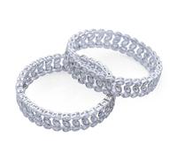 Efulgenz Indian Bangles for Women Indian Jewelry Faux Kundan Bollywood Bracelet Bangle Set Traditional White Kundan Bangles Set (2 Pcs), 2-8, Alloy, no gemstone