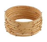 Efulgenz Indian Bangles for Women Silk Thread Bangles Bollywood Gold Tone Beads Silk Thread Wedding Bridal Bracelet Bangle Set for Women Fashion Jewelry (12 Pcs), 2-2, Alloy, no gemstone