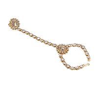 Efulgenz Indian Hand Chain Finger Ring Bracelet Bollywood Faux Kundan Finger Ring Link Chain Wedding Bridal Bracelet Jewelry for Women, One Size, Alloy, no gemstone