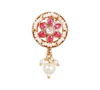 Efulgenz Indian Jewelry Nath Nathani Fake Nose Ring Stud Pin Wedding Pink Crystal Beaded Faux Pearl Drop Faux Kundan Floral Bollywood Bridal Nose Ring Non Piercing Jewelry for Women
