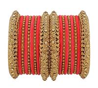 Efulgenz Indian Oxidized Bangle Bracelet Set for Women Boho Punk Crystal Studded Bangles Metal Ball Bangles Fashion Statement Jewelry for Women (18 Pcs), 2-6, no gemstone