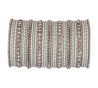 Efulgenz Indian Oxidized Jewelry for Navratri Indian Bangle Set Rhinestone Crystal Boho Oxidized Bracelet Metal Bangle Set Jewelry for Women, 2-4, Silver, 2-6, Alloy, no gemstone