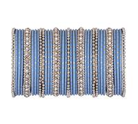 Efulgenz Indian Oxidized Jewelry for Navratri Indian Bangle Set Rhinestone Crystal Boho Oxidized Bracelet Metal Bangle Set Jewelry for Women, 2-4, Silver, 2-6, Alloy, no gemstone