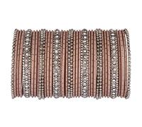 Efulgenz Indian Oxidized Jewelry for Navratri Indian Bangle Set Rhinestone Crystal Boho Oxidized Bracelet Metal Bangle Set Jewelry for Women, 2-4, Silver, 2-6, Alloy, no gemstone