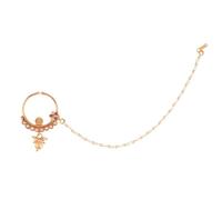 Efulgenz Indian Tear Drop Nose Ring Nose Stud Pin Fake Nose Stud Ring Septum Jewelry Indian Bridal Jewelry for Wedding Faux Pearl Drop Kundan Crystal Bollywood Nose Ring Stud Non Piercing, Copper,