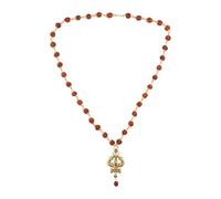 Efulgenz Rudraksha Necklace with Lord Shiva Trishula Damru Pendant Handmade Jewelry Hindu Religious Spiritual Indian Jewelry Beaded Necklace for Men Women