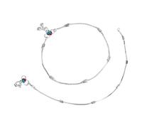 Efulgenz Silver Tone Indian Anklets for Women Ankle Bracelet Pair Anklet Set Dainty Chain Anklet with Bell Charms Ankle Payal Beach Barefoot Feet Jewelry