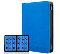 efunkdog Trading Card Binder, 9 Pockets Card Album Folder, 360 Side Loading Pocket PU Cover with Zipper Binder for TCG, Sport Cards (Blue)