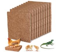 EFUTURETIME 10 x Chicken Nest Mat 25 cm x 25 cm Chicken Nesting Pads Made of Natural Coconut Fibre, Reusable Nesting Mats Chicken Coop Accessories for Laying Eggs or Heat Retention