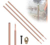 EFUTURETIME 3 x Deep Earth Rod Earth 1 m Ground Rod Diameter 17.2 mm, Ground Spike Ground Carbon Steel with 0.2 mm Red Copper Coating, with Clamp and Drive Bolt (Total 3 m)